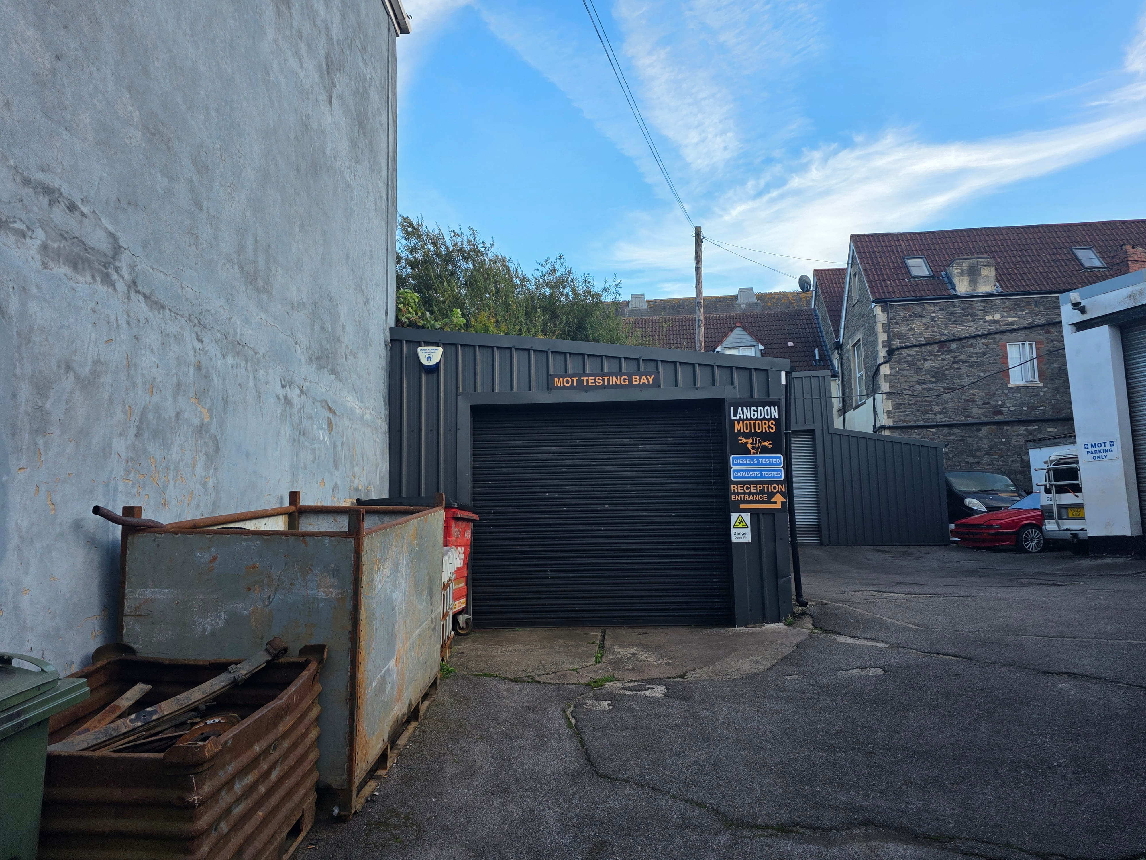 Garage driveway approach and workshop bays